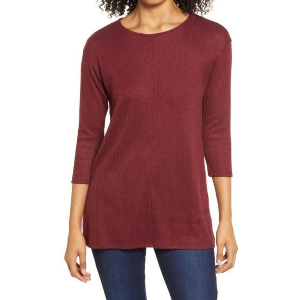 BOBEAU ¾ Sleeve Ribbed Tunic - XS NWT